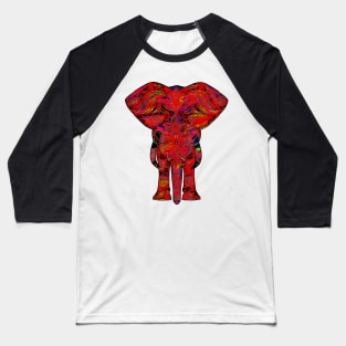 Rainbow Red Elephant on Black Baseball T-Shirt